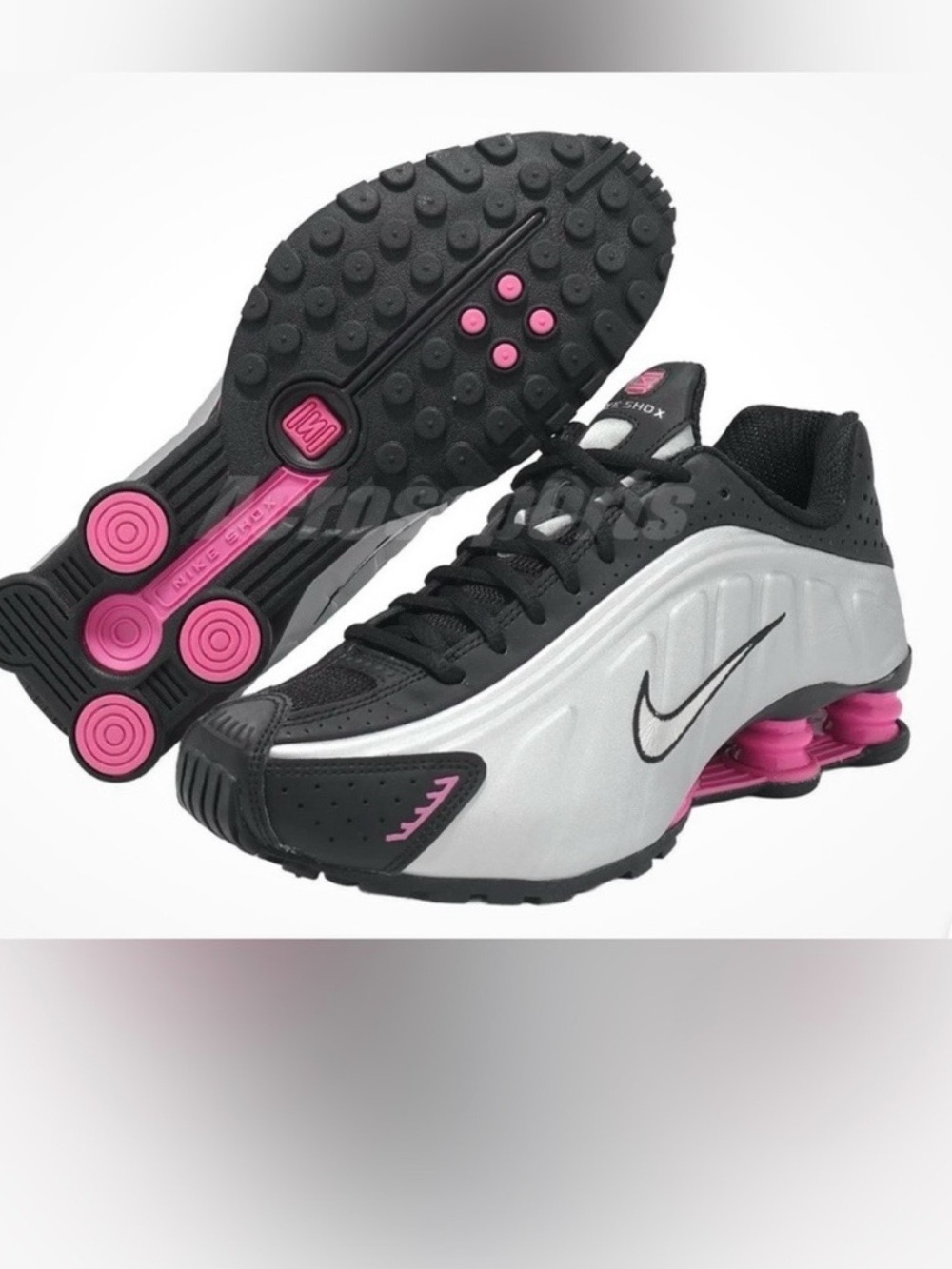 Nike Wmns Shox R4 Black Metallic Silver Pinksicle Women Casual Shoes SAR3565-012